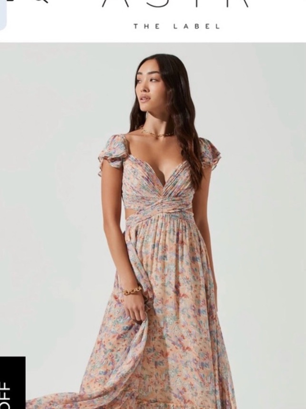 Astr Pastel Floral Maxi Dress with Puff Cap Sleeves
